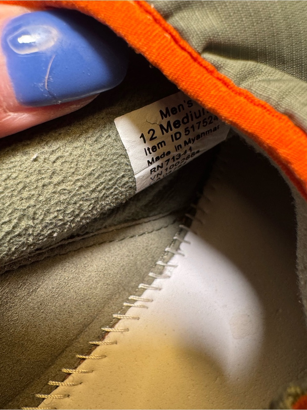 Men’s L.L. Bean Quilted Olive Green and Orange Slip-On Mules Size 12 - Picture 9 of 9